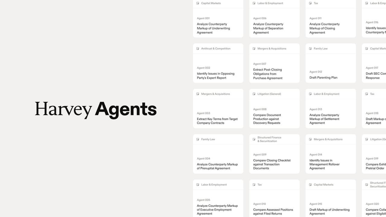 Built by Lawyers, Tailored by You: Harvey Launches Purpose-Built Legal Agents Across Every Major Practice Area