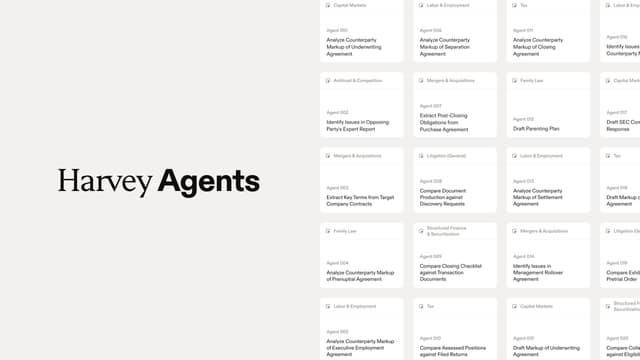 Built by Lawyers, Tailored by You: Harvey Launches Purpose-Built Legal Agents Across Every Major Practice Area