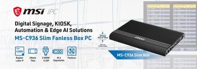 MSI IPC Launches Quad-Display MS-C936 Slim Box PC and High-Connectivity MS-CF27 SBC for Industrial Edge Computing