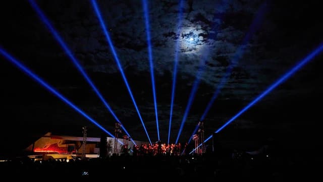 Shower of sparks as singer serenades to the stars