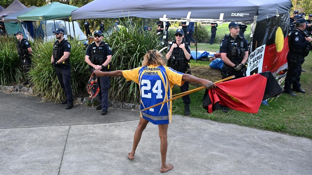 Tensions flare, protesters evicted from 2032 Games site