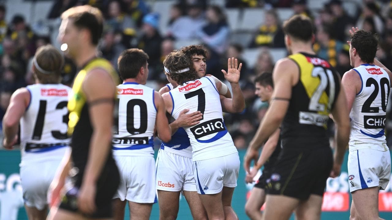 Kangaroos hold on for scrappy AFL win over Tigers