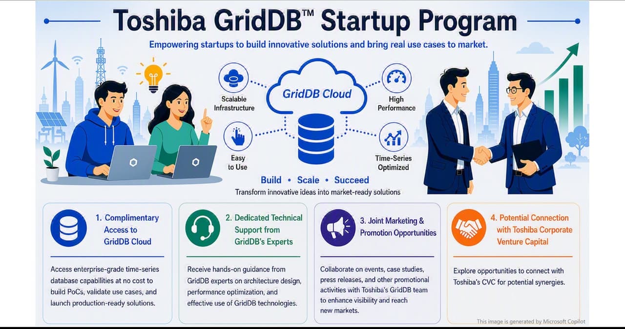 Toshiba Launches GridDB™ Startup Program to Collaborate with Innovators and Co-Create Future Technologies