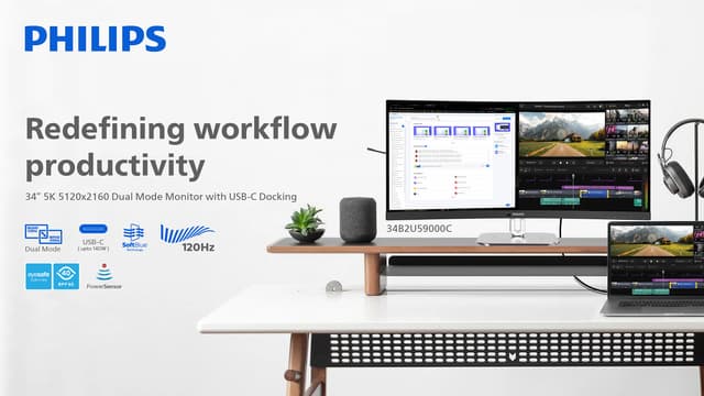 The First 34" 5K 5120 x 2160 Philips Business Monitor Featuring DLG Technology Launches with Dual Mode, Delivering Versatility for Mixed Workflows.