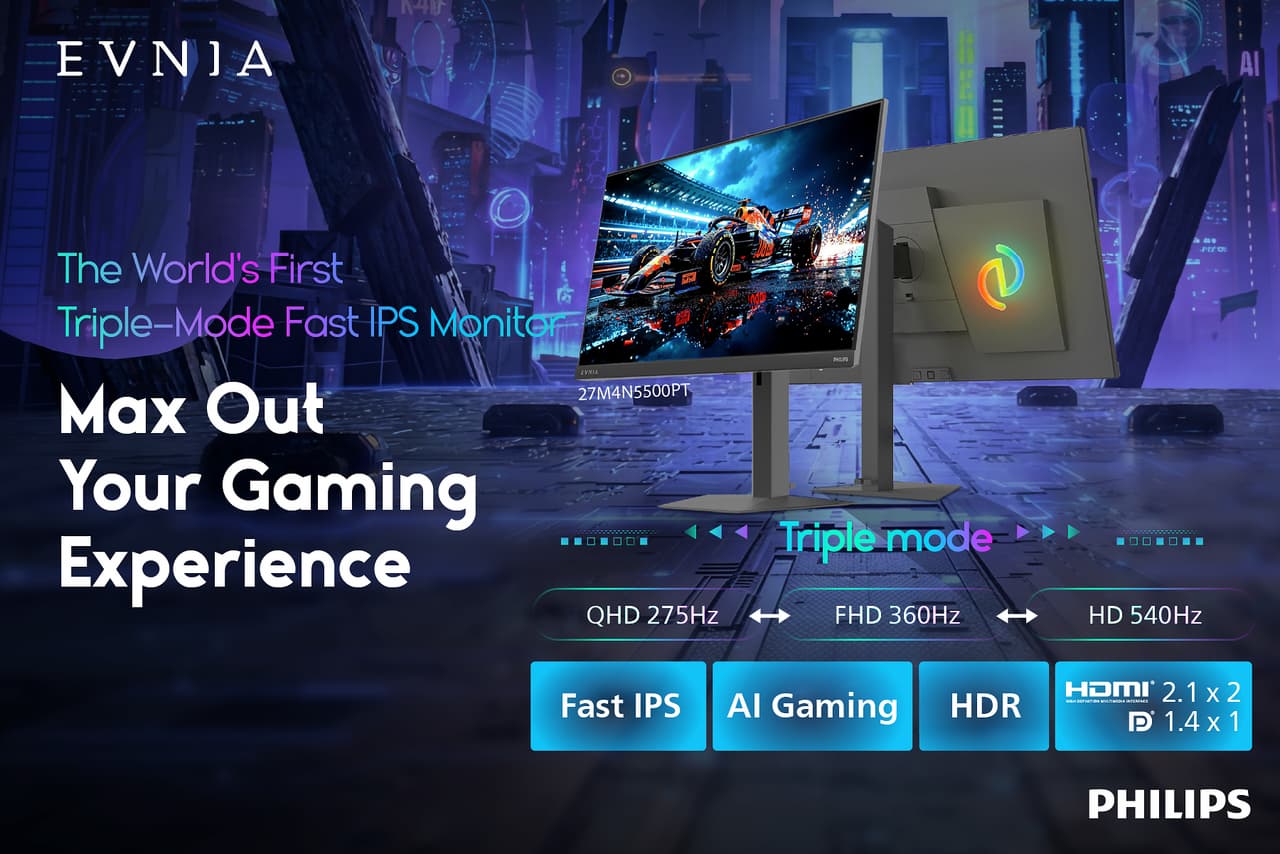 Philips Evnia Launches the World's First Triple-Mode Fast IPS Gaming Monitor that Allows Gamers to Switch Between Three High-Performance Resolution Modes