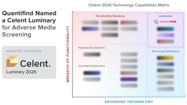 Quantifind Named a Celent Luminary for Adverse Media Screening Technology