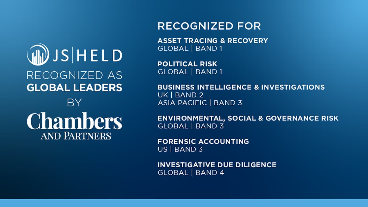Chambers and Partners Recognizes J.S. Held and Experts Across Six Global Disciplines