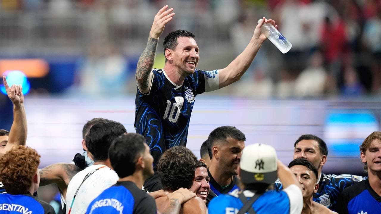 Messi's men sink England, title defence one win away