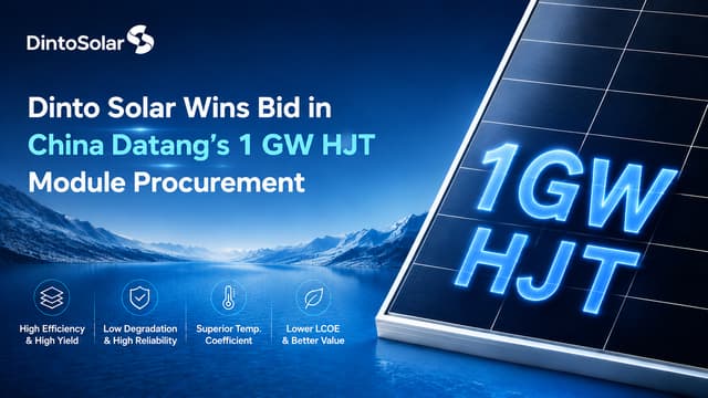 Dinto Solar Wins Bid in China Datang's 1 GW HJT Module Procurement