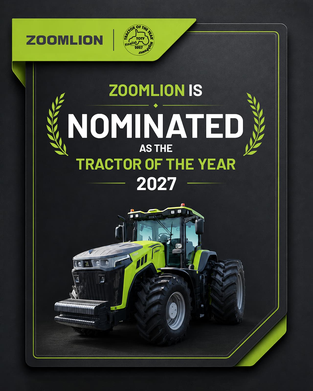 Zoomlion DV3504 Hybrid Tractor Shortlisted for Two Categories of TOTY 2027, Marking a Breakthrough for Chinese High-Horsepower Agricultural Machinery