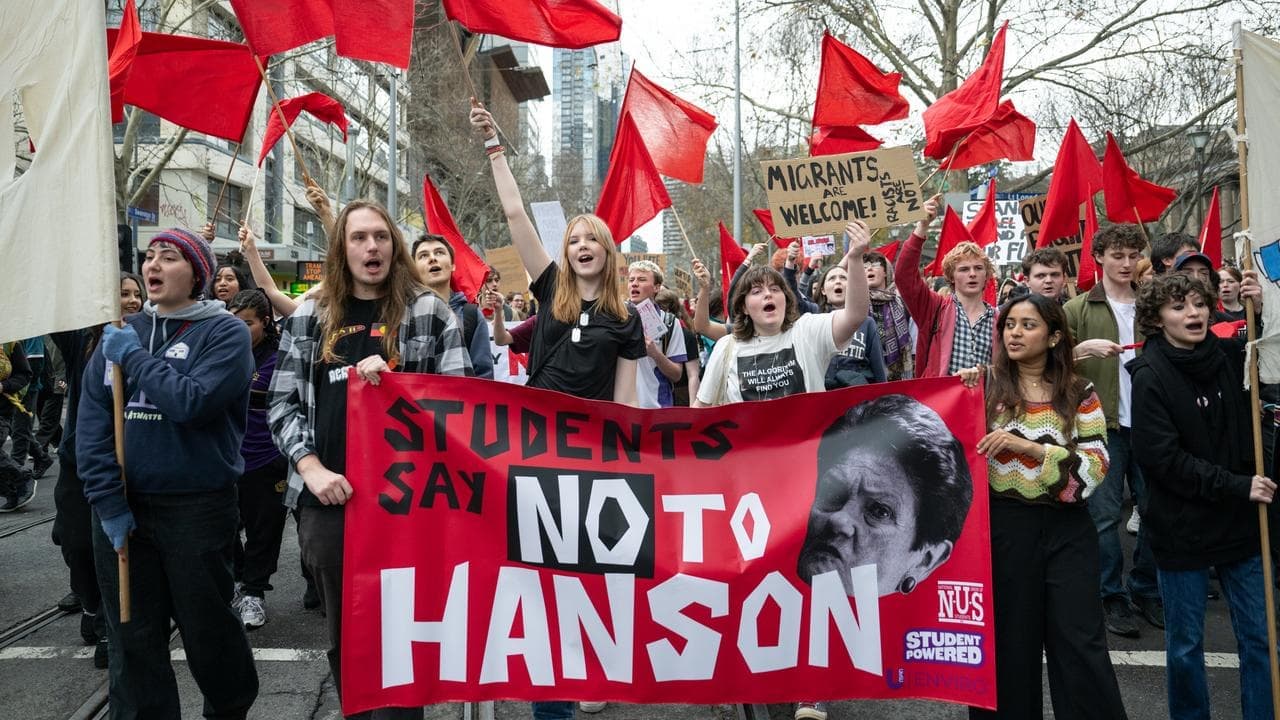 'Hanson not welcome': students skip class for protests