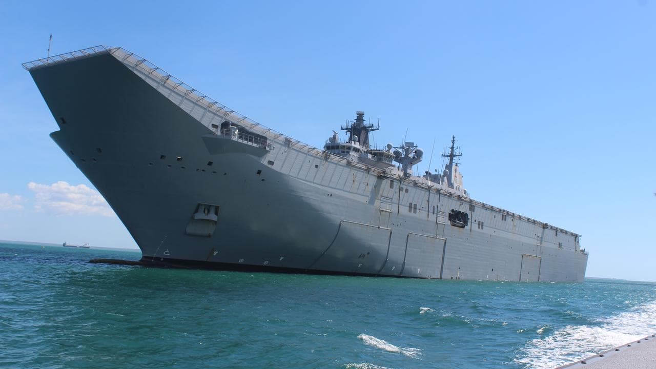 Largest RAN ship hosts marines for amphibious training