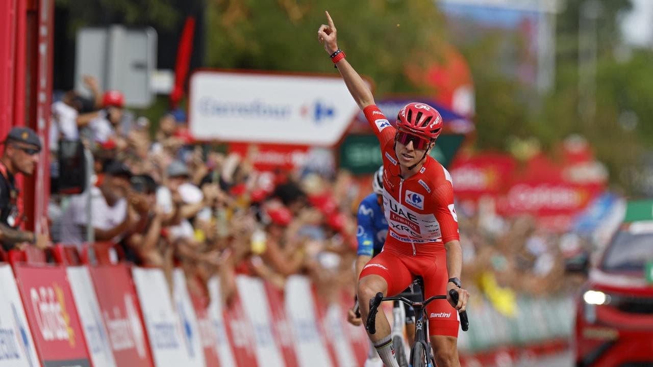 Pogacar survives scare, earns hat-trick of Vuelta wins