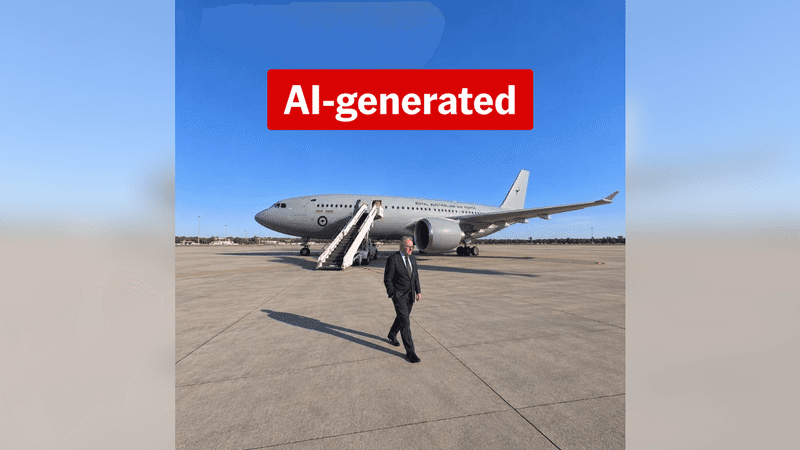 Albanese's lonely airport arrival image is AI