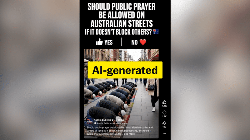 Muslim worshippers on Aussie street are AI creations