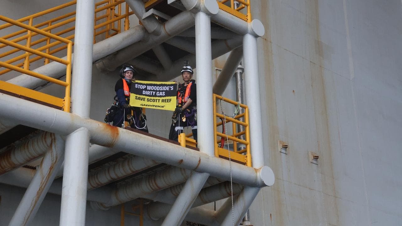 Activists occupy Woodside's floating gas platform