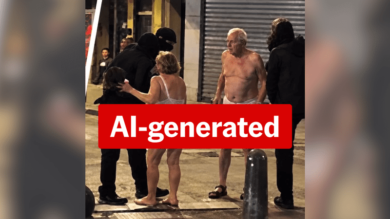 Photo of couple stripped bare in Paris riots is an AI-generated fake