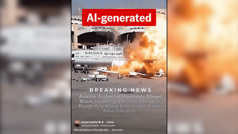 Footage of plane exploding is an AI fabrication