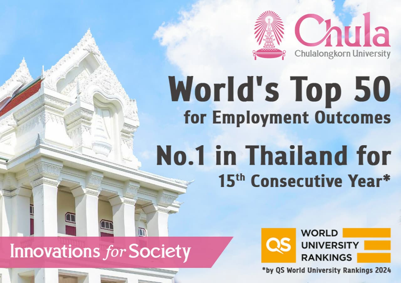 Chula Makes World's Top 50 Universities for Employment Outcomes and Ranks No.1 in Thailand for the 15th Consecutive Year by QS World University Rankings 2024