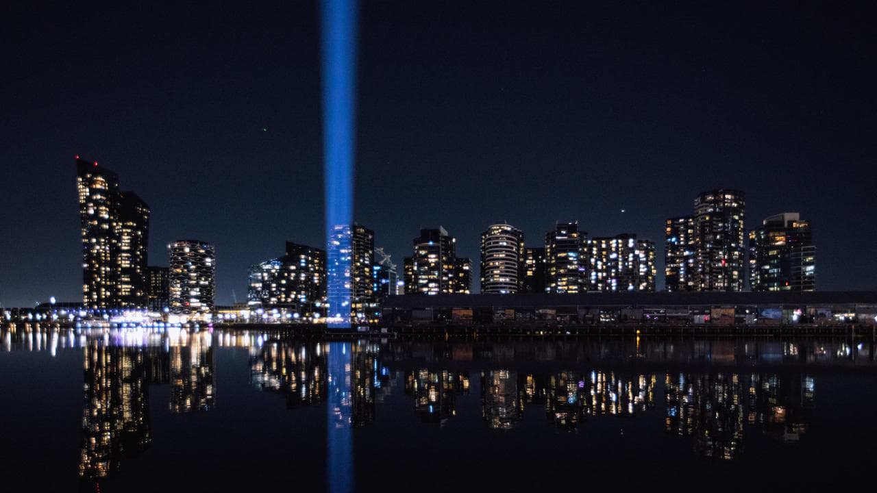 Beams of light signal the start of futuristic festival