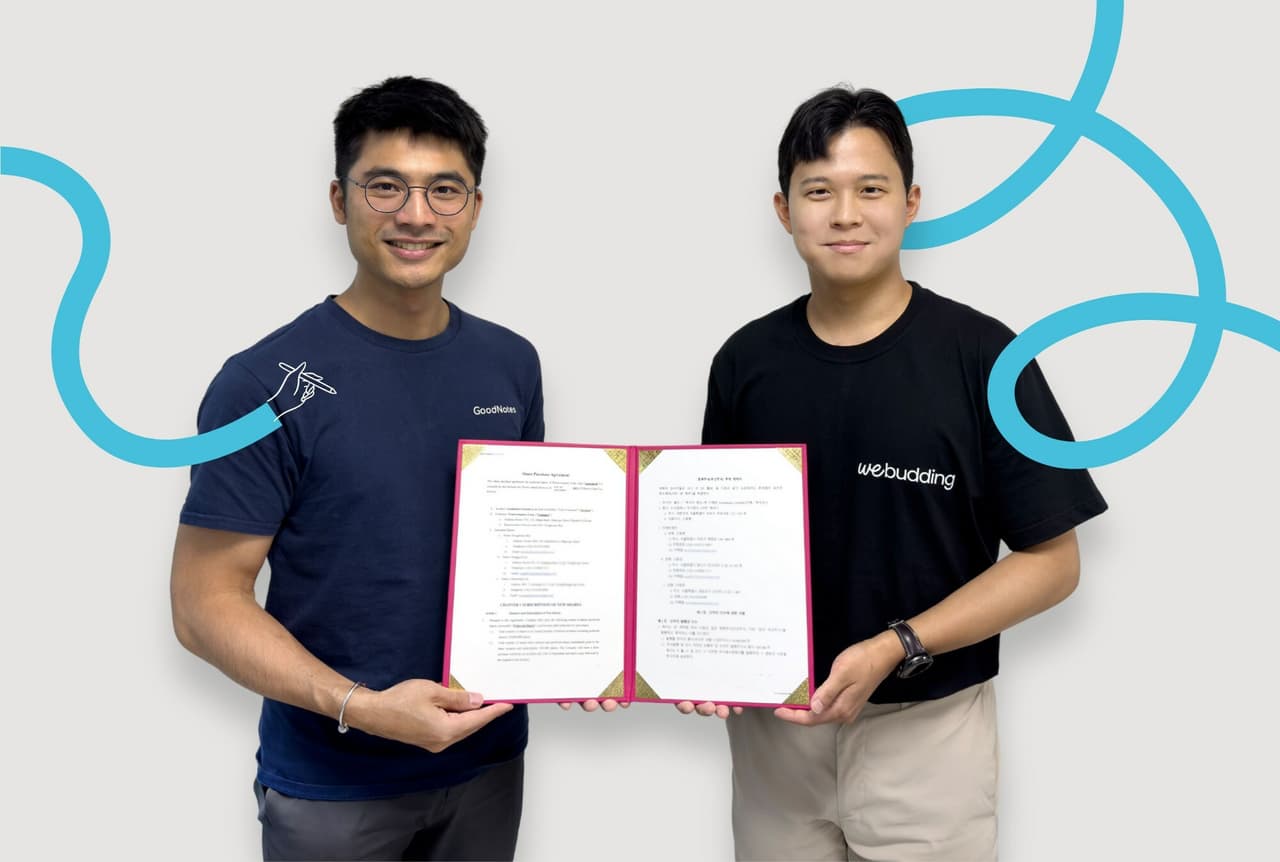 Goodnotes invests USD1.9 million (KRW2.5 billion) in South Korea's largest digital stationery platform, WeBudding, cementing a strategic partnership that gives Goodnotes users a more robust digital stationery selection