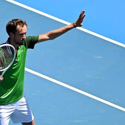 Feisty Medvedev downs cramping French qualifier at Open