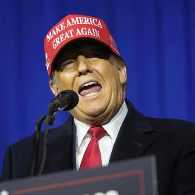 Trump labels $US355m fraud fine 'election interference'