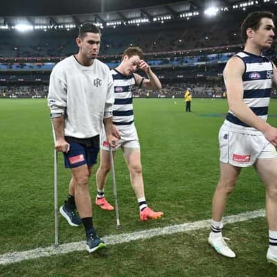 Blues belt Cats by 63 points as Hawkins on crutches
