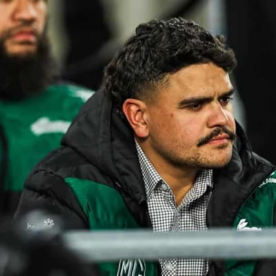 Latrell Mitchell appears pictured with white powder