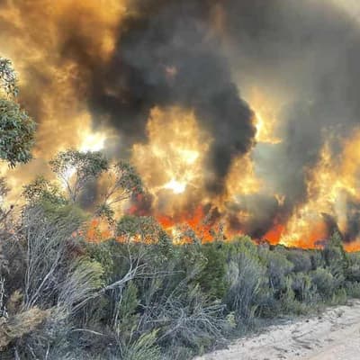 Homes lost, fire crew's lucky escape from burning ute