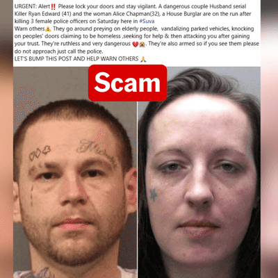 Warning about 'dangerous couple' is a global scam