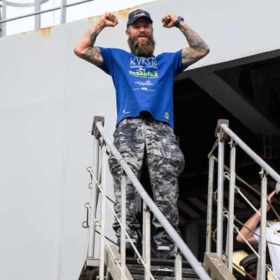 Rescued rower 'in awe' after emotional return to land