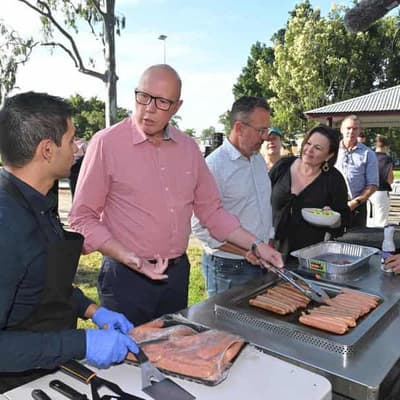 Campaign gets saucy as Dutton dons tongs to snag votes
