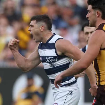 Geelong hang on for thrilling Easter Monday win