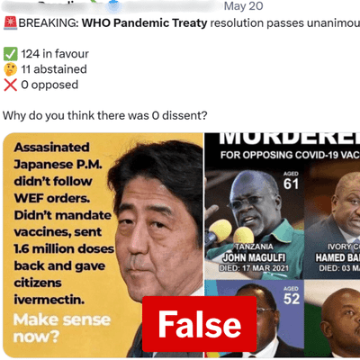 Deaths of world leaders falsely linked to COVID-19 jab conspiracy