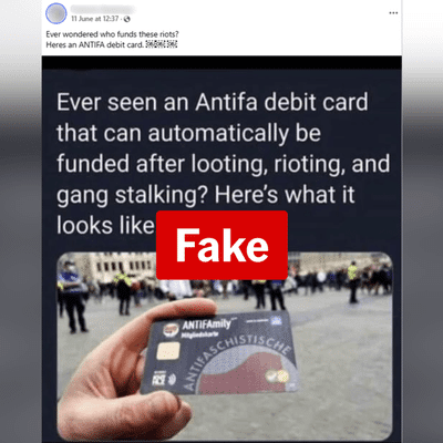 Satirical 'Antifa debit card' fools social media users