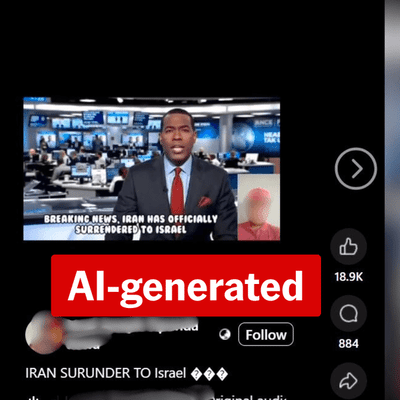 Deepfake news report falsely announces Iran's surrender