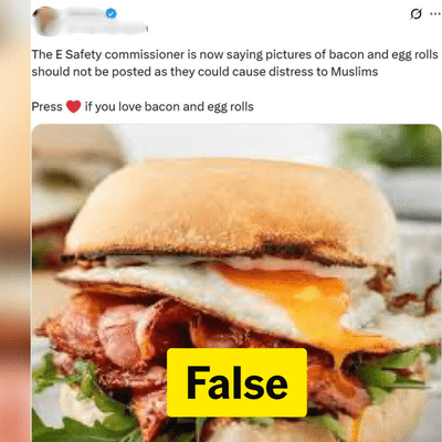 eSafety commissioner scotches false claim about egg and bacon rolls
