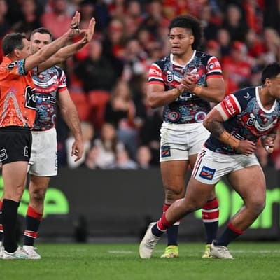 Four sin-binned as Roosters wallop Dolphins