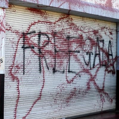 Search for masked vandals at fighter jet-linked factory