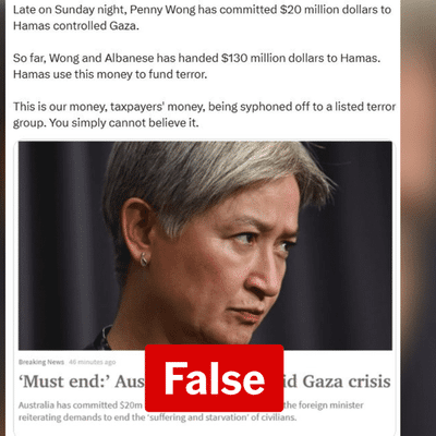 No, Australia has not sent $130m to Hamas