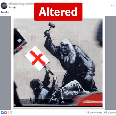 Faked Banksy artwork dragged into British flag campaign