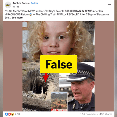 False claims about missing Gus Lamont spread on social media