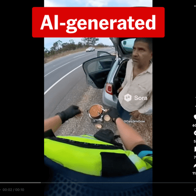 Video of police stopping roadside cook is AI