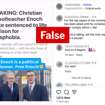 No, teacher has not been sentenced to life in prison for transphobia