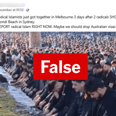 Old clip misconstrued as radical gathering following Bondi attack