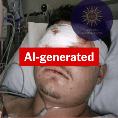 Fake news pages share AI image of wounded Bondi cop