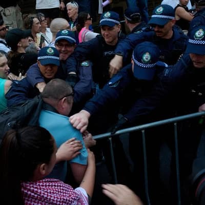 Herzog protest chaos as people pepper sprayed, arrested