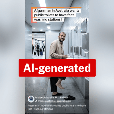 Video of Afghan Muslim man's public toilet complaint is an AI fake