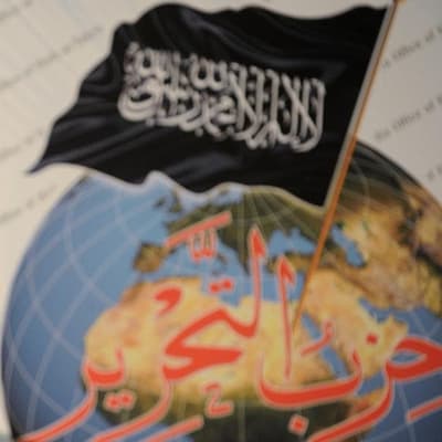 Iran terror guard and Hizb ut-Tahrir symbols banned